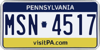 PA license plate MSN4517