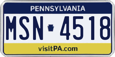 PA license plate MSN4518