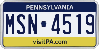 PA license plate MSN4519
