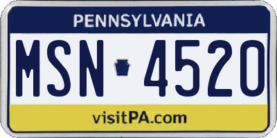 PA license plate MSN4520
