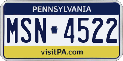 PA license plate MSN4522