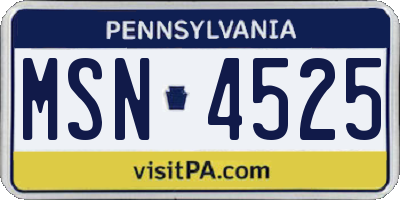 PA license plate MSN4525