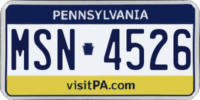 PA license plate MSN4526