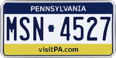 PA license plate MSN4527