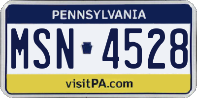 PA license plate MSN4528