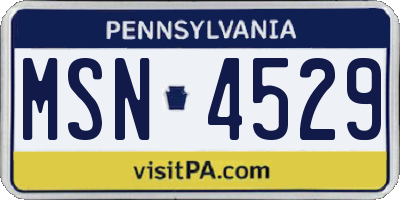PA license plate MSN4529