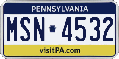 PA license plate MSN4532