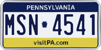 PA license plate MSN4541