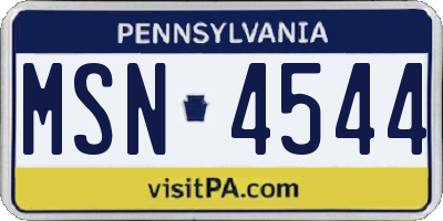 PA license plate MSN4544