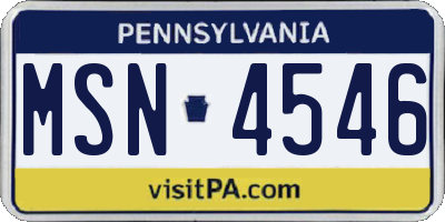 PA license plate MSN4546