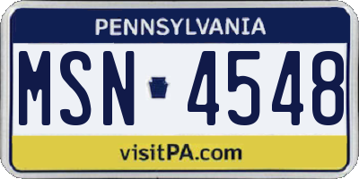 PA license plate MSN4548