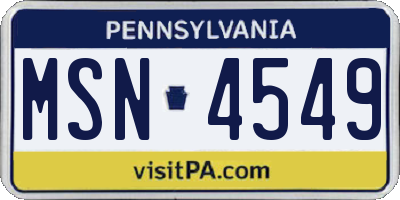 PA license plate MSN4549