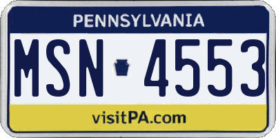 PA license plate MSN4553