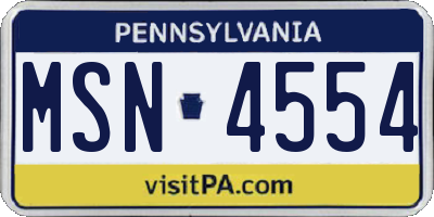 PA license plate MSN4554