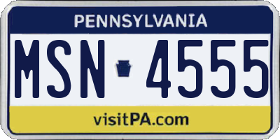 PA license plate MSN4555