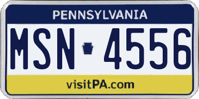 PA license plate MSN4556