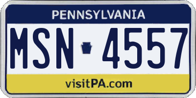 PA license plate MSN4557