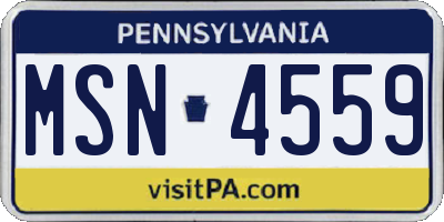 PA license plate MSN4559