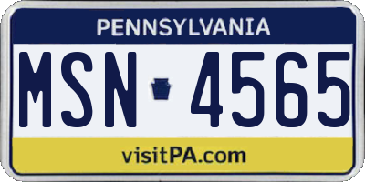 PA license plate MSN4565