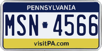 PA license plate MSN4566
