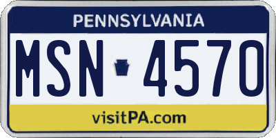 PA license plate MSN4570