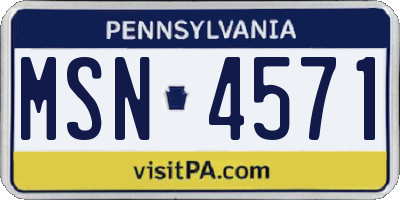 PA license plate MSN4571