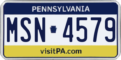 PA license plate MSN4579