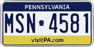 PA license plate MSN4581