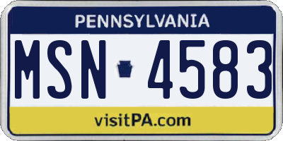 PA license plate MSN4583