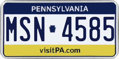 PA license plate MSN4585