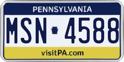 PA license plate MSN4588