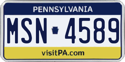 PA license plate MSN4589