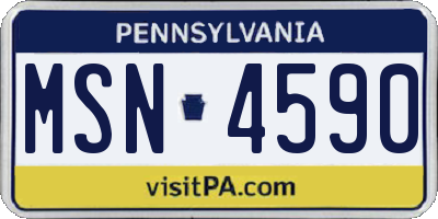 PA license plate MSN4590