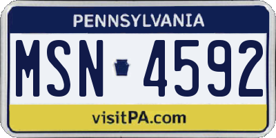 PA license plate MSN4592