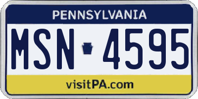 PA license plate MSN4595