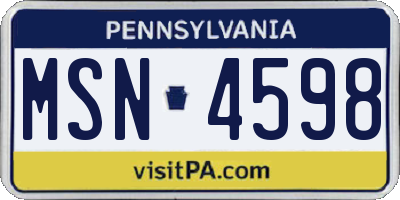 PA license plate MSN4598