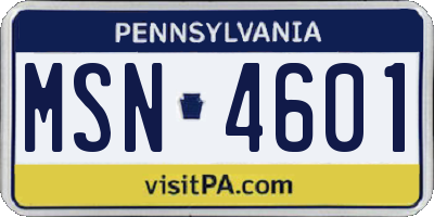PA license plate MSN4601
