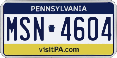 PA license plate MSN4604