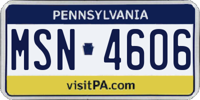 PA license plate MSN4606