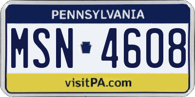 PA license plate MSN4608