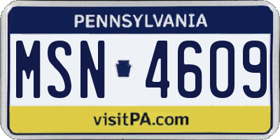PA license plate MSN4609