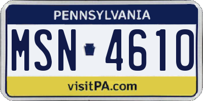 PA license plate MSN4610