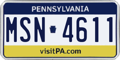 PA license plate MSN4611