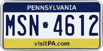PA license plate MSN4612