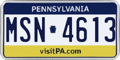 PA license plate MSN4613