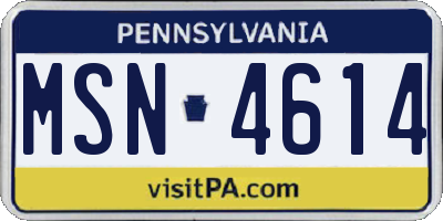 PA license plate MSN4614
