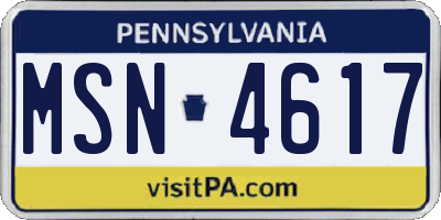 PA license plate MSN4617