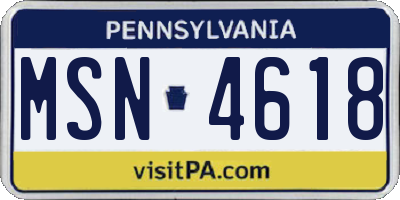 PA license plate MSN4618