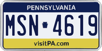 PA license plate MSN4619