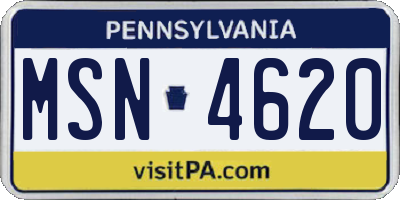 PA license plate MSN4620